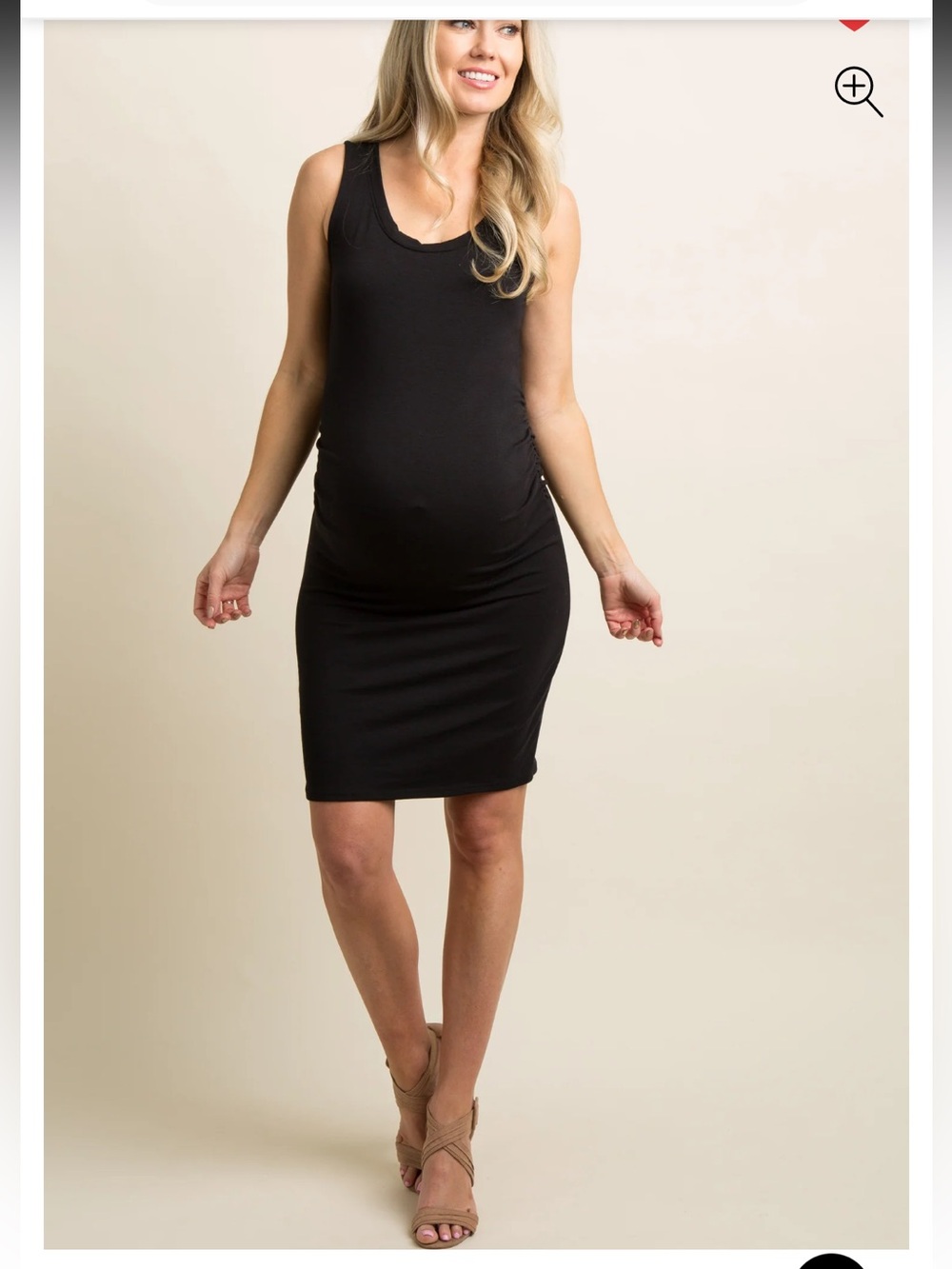 Classic Black Sleeveless Maternity Scoop Neck Dress